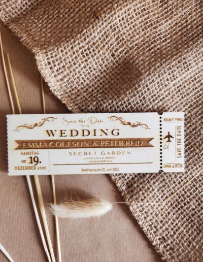 "Personalisierte Hochzeitseinladung, Boda Invitación Tarjeta de invitación Grabado en madera Postal de madera Diseño rústico Elegante Flores Amor Compromiso Boda única Original Artesanal Detalle especial Hochzeit Einladung Einladungskarte Holzgravur Postkarte aus Holz Rustikales Design Elegant Blumen Liebe Verlobung Einzigartige Hochzeit Originell Handgefertigt Besonderes Detail Einladungskarte in Ticketform aus Holz für eine Hochzeit mit Gravur"