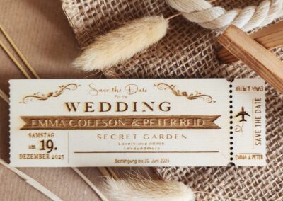 "Personalisierte Hochzeitseinladung, Boda Invitación Tarjeta de invitación Grabado en madera Postal de madera Diseño rústico Elegante Flores Amor Compromiso Boda única Original Artesanal Detalle especial Hochzeit Einladung Einladungskarte Holzgravur Postkarte aus Holz Rustikales Design Elegant Blumen Liebe Verlobung Einzigartige Hochzeit Originell Handgefertigt Besonderes Detail Einladungskarte in Ticketform aus Holz für eine Hochzeit mit Gravur"
