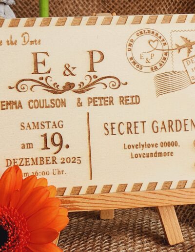 Personalisierte Hochzeitseinladung, Boda Invitación Tarjeta de invitación Grabado en madera Postal de madera Diseño rústico Elegante Flores Amor Compromiso Boda única Original Artesanal Detalle especial Hochzeit Einladung Einladungskarte Holzgravur Postkarte aus Holz Rustikales Design Elegant Blumen Liebe Verlobung Einzigartige Hochzeit Originell Handgefertigt Besonderes Detail